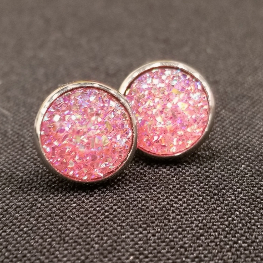 12mm Round Druzy Earrings
